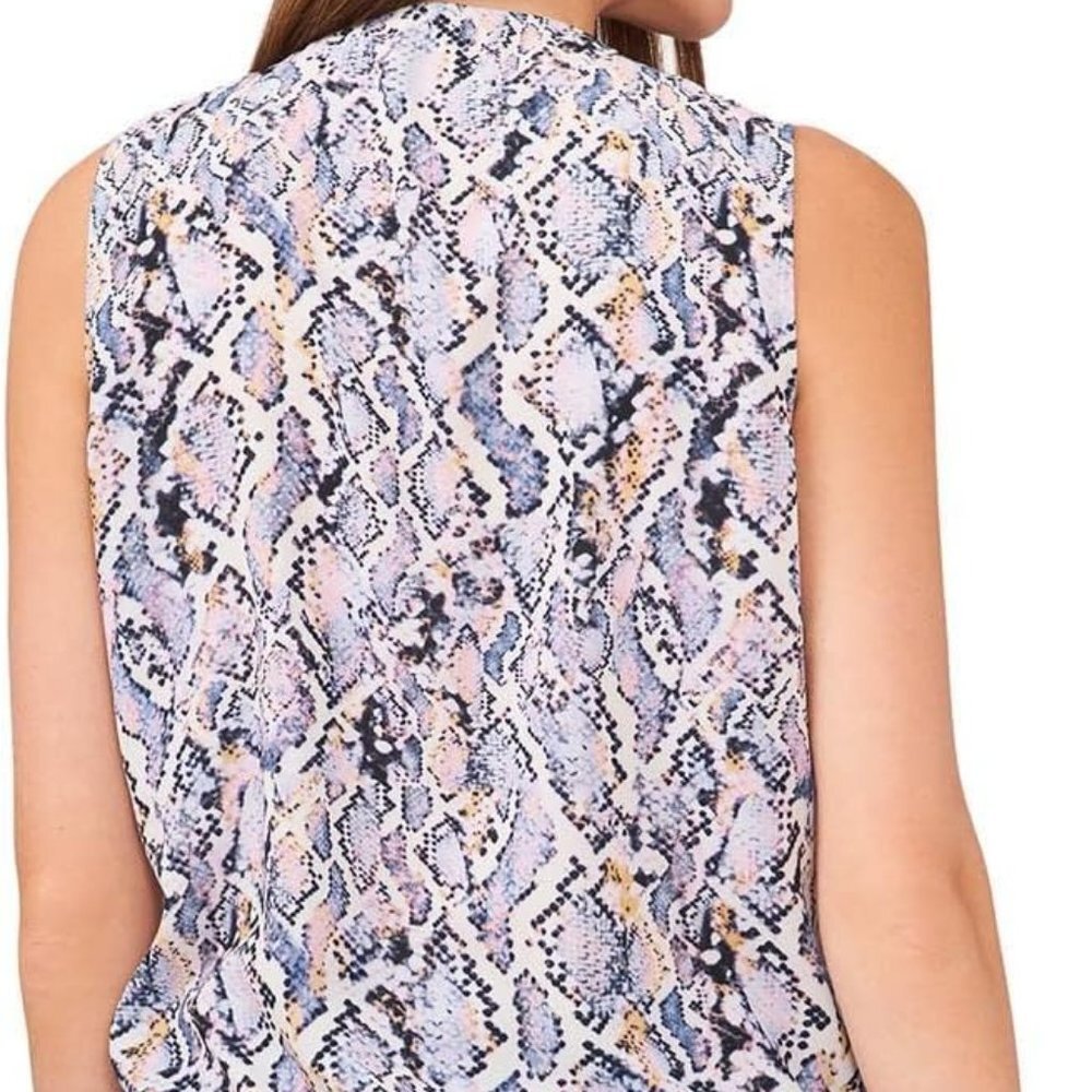 Chic Vince Camuto Snake Skin Print Ruffle Top - Picture 2 of 2